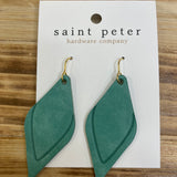Teal Leather Drop Earrings Jewelry - Earrings SAINT PETER HARDWARE