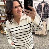 Ivory/Black Striped Coralie Sweater Top - Sweater THREAD & SUPPLY