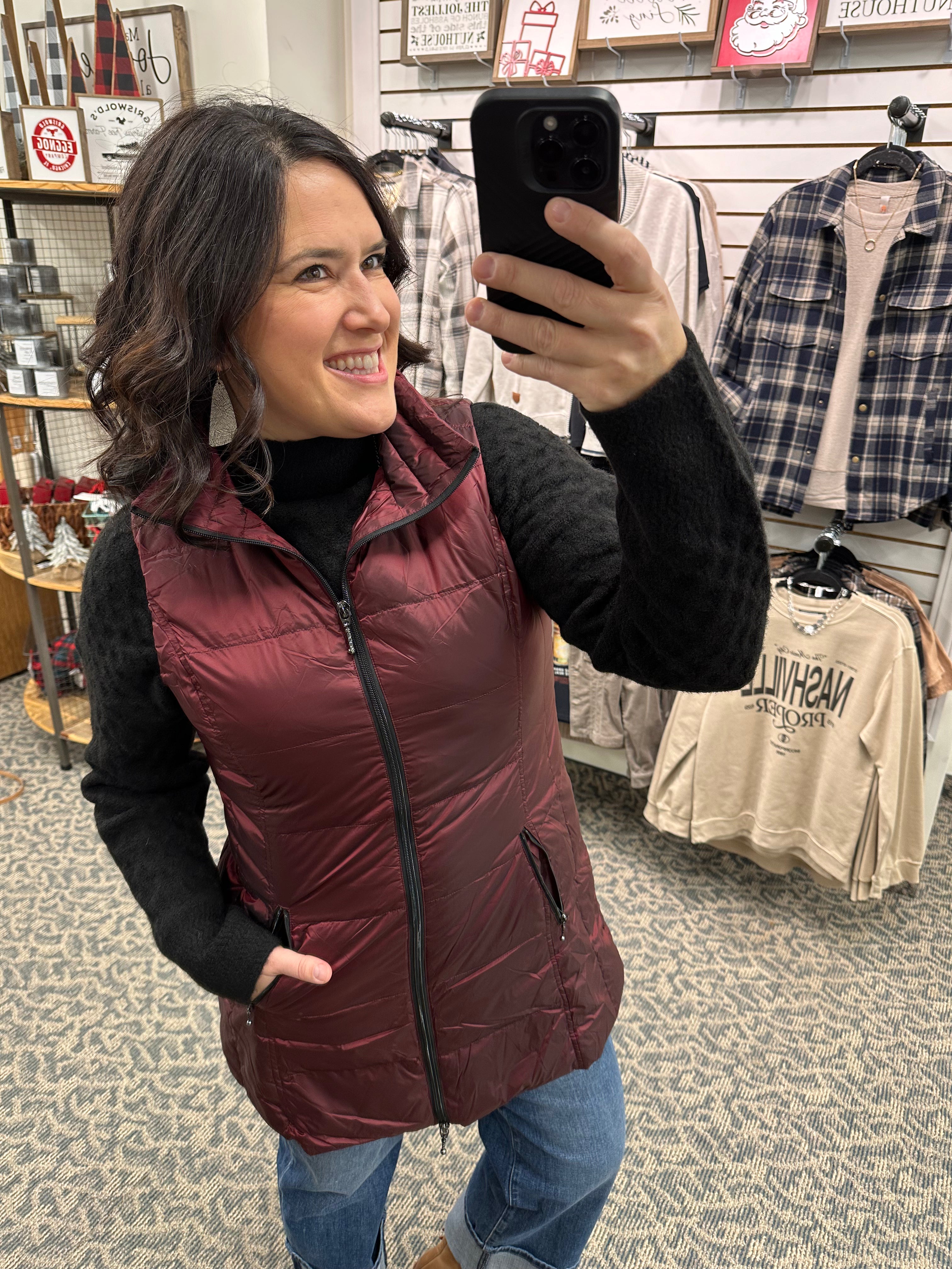 Long Ruby Down Vest Outerwear - Vest Anorak