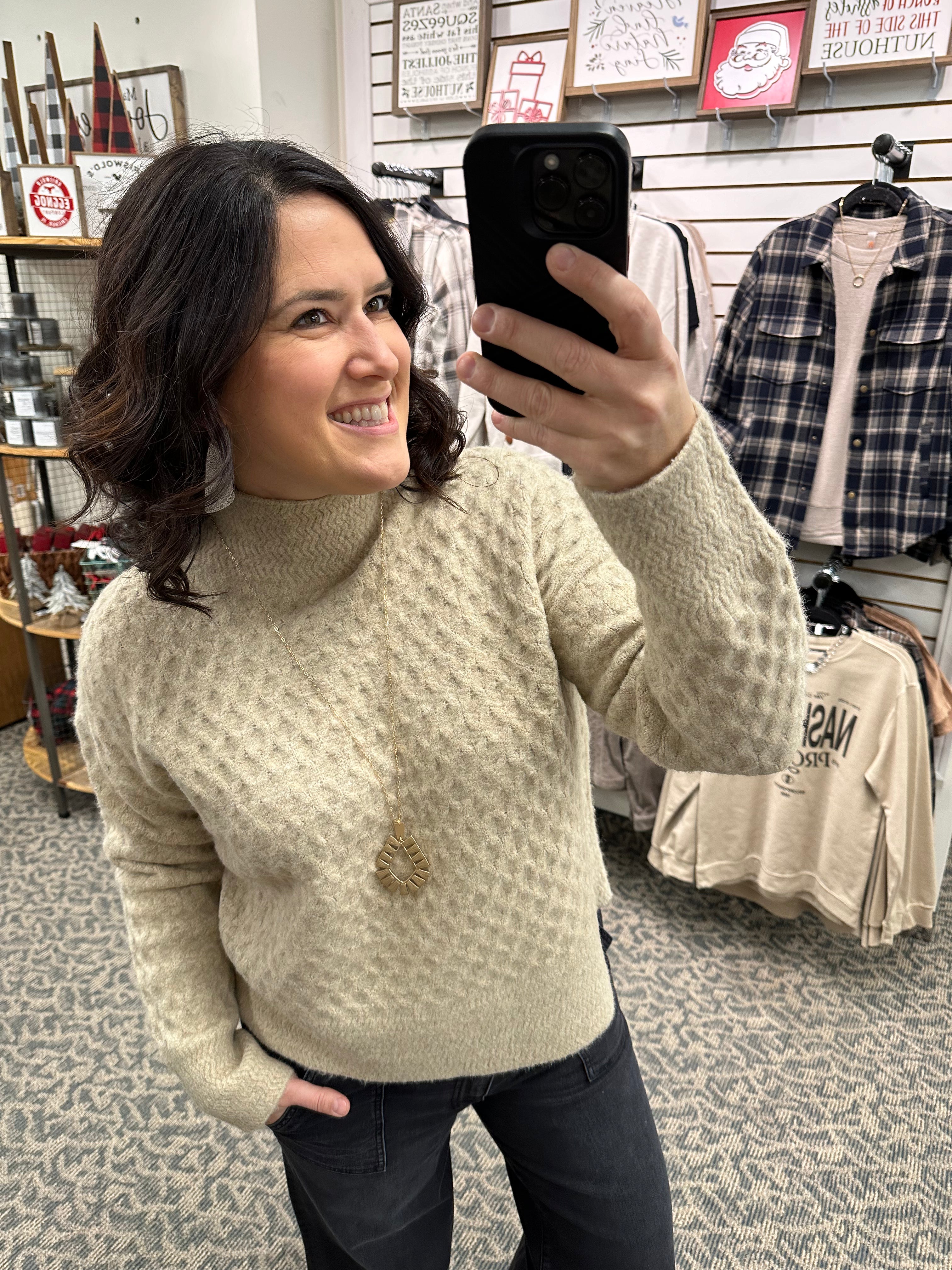Oatmeal Adah High Neck Sweater Top - Sweater KUT FROM THE KLOTH