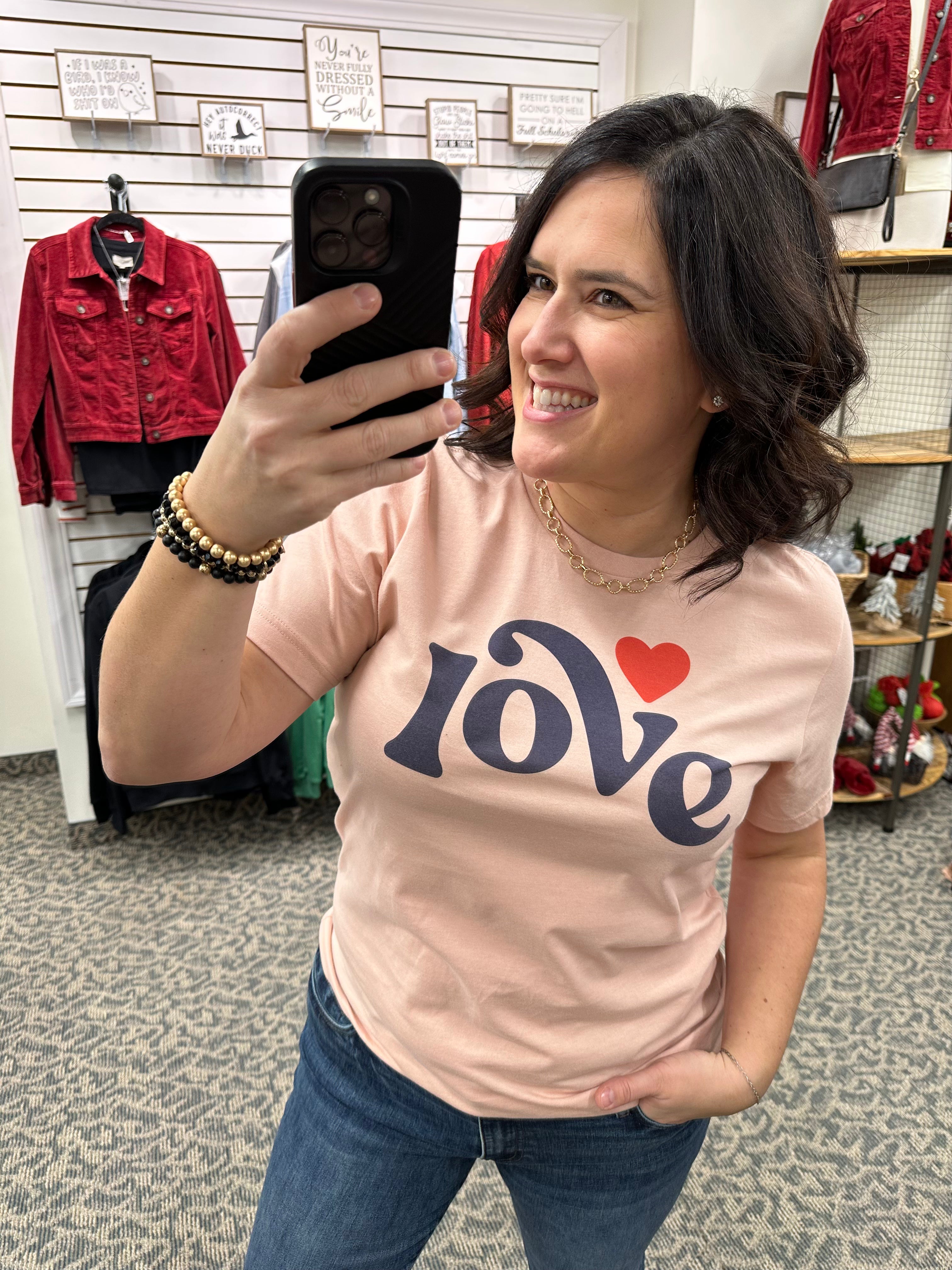 Peach Vintage Love Graphic Tee Top - Tee PAR.TEES