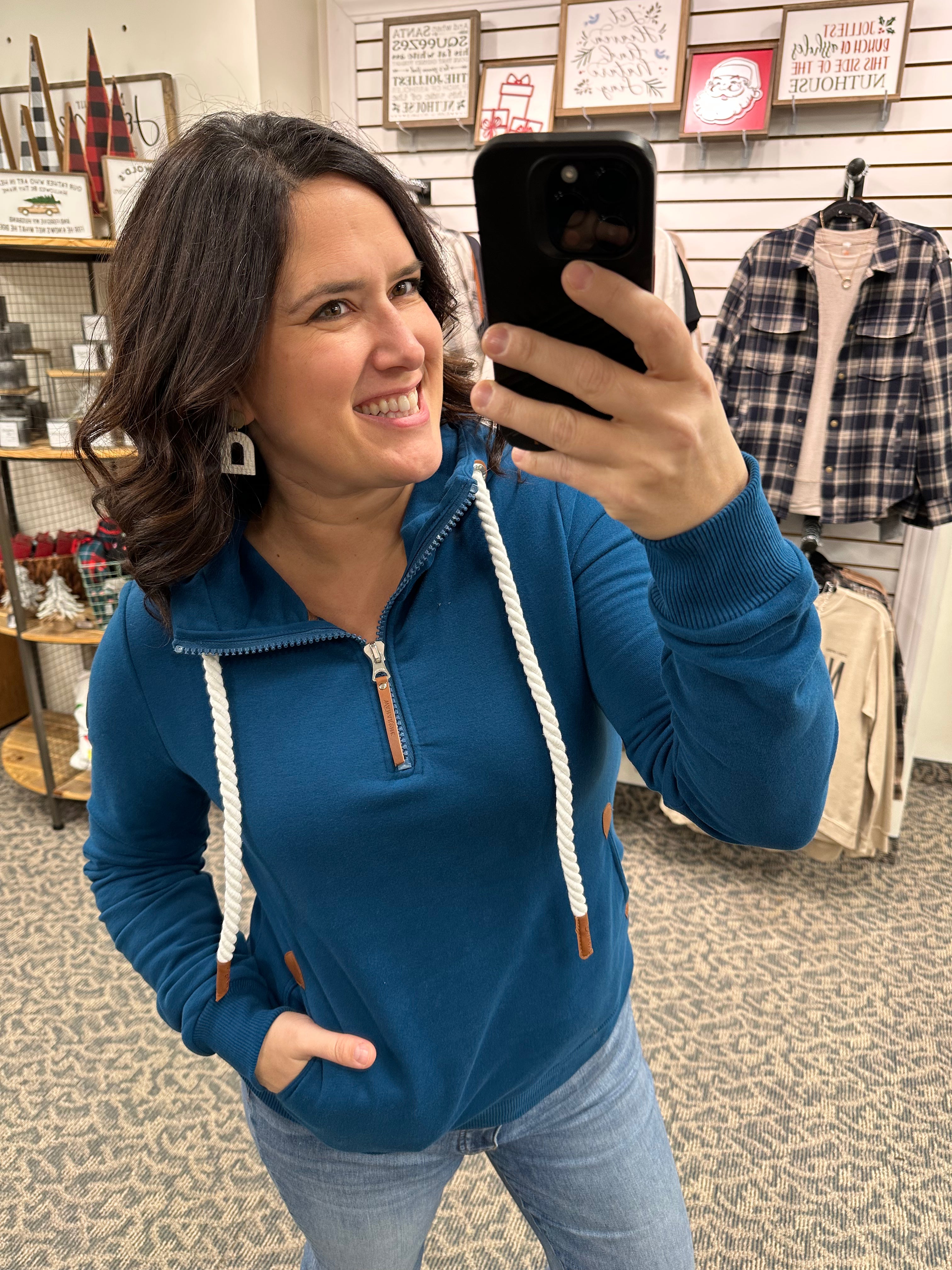 Real Teal Ivy Half Zip (Wanakome) Tops- Sweatshirt WANAKOME