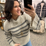 Stone Buttoned Turtleneck Sweater Top - Sweater Mystree
