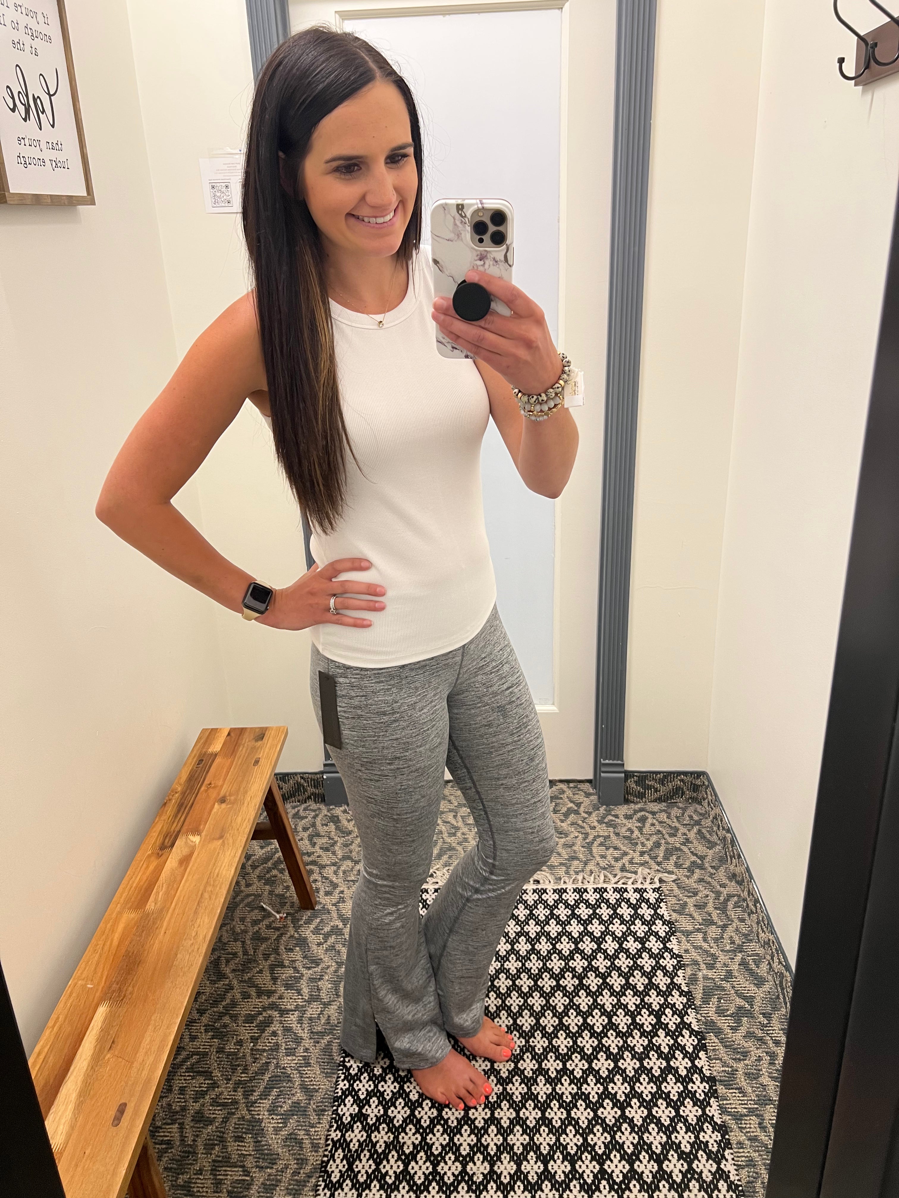 Charcoal Slit Flare Legging Bottoms- Leggings MONO B