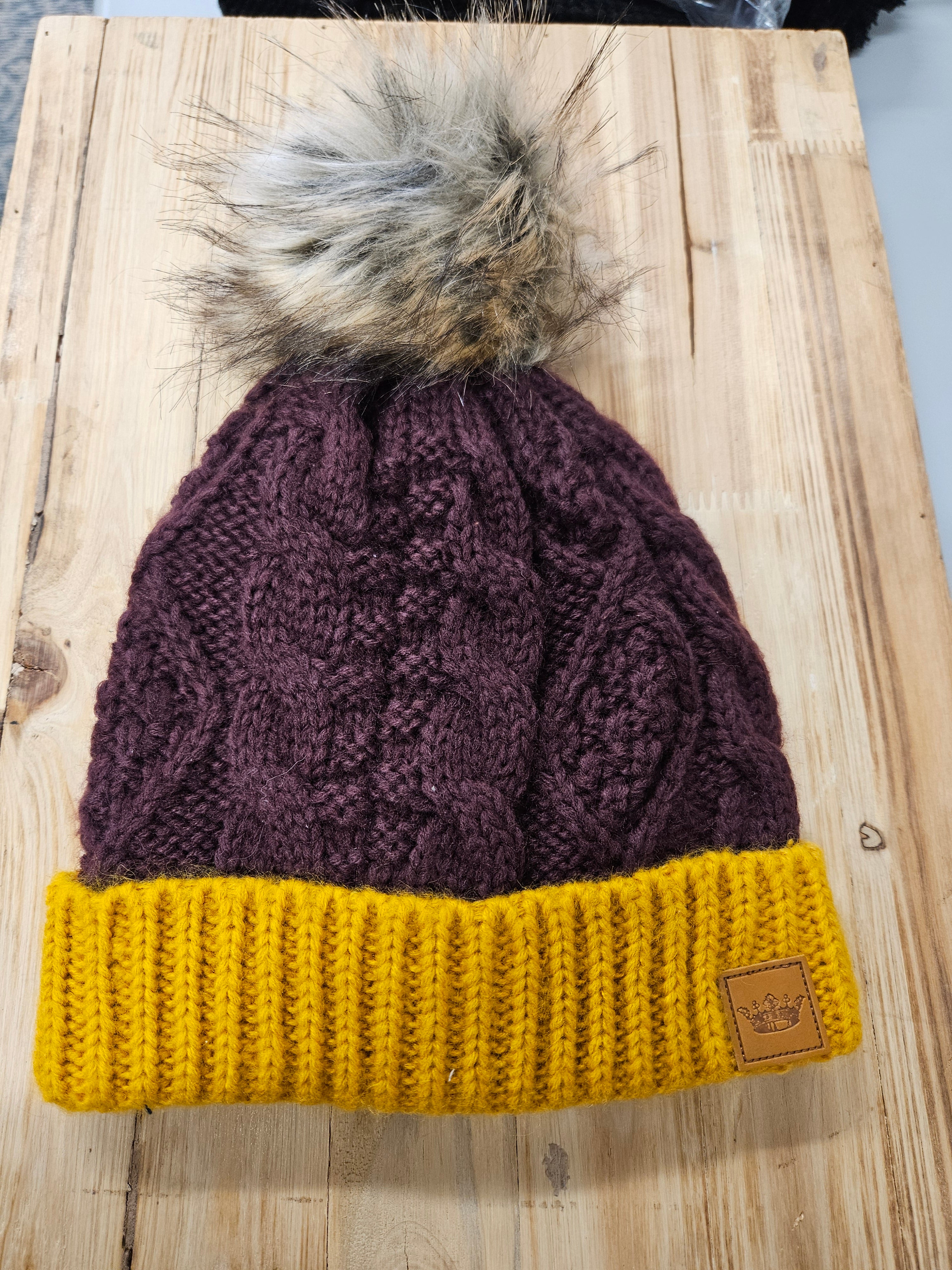 Maroon & Gold Pom Hat knit hat PANACHE