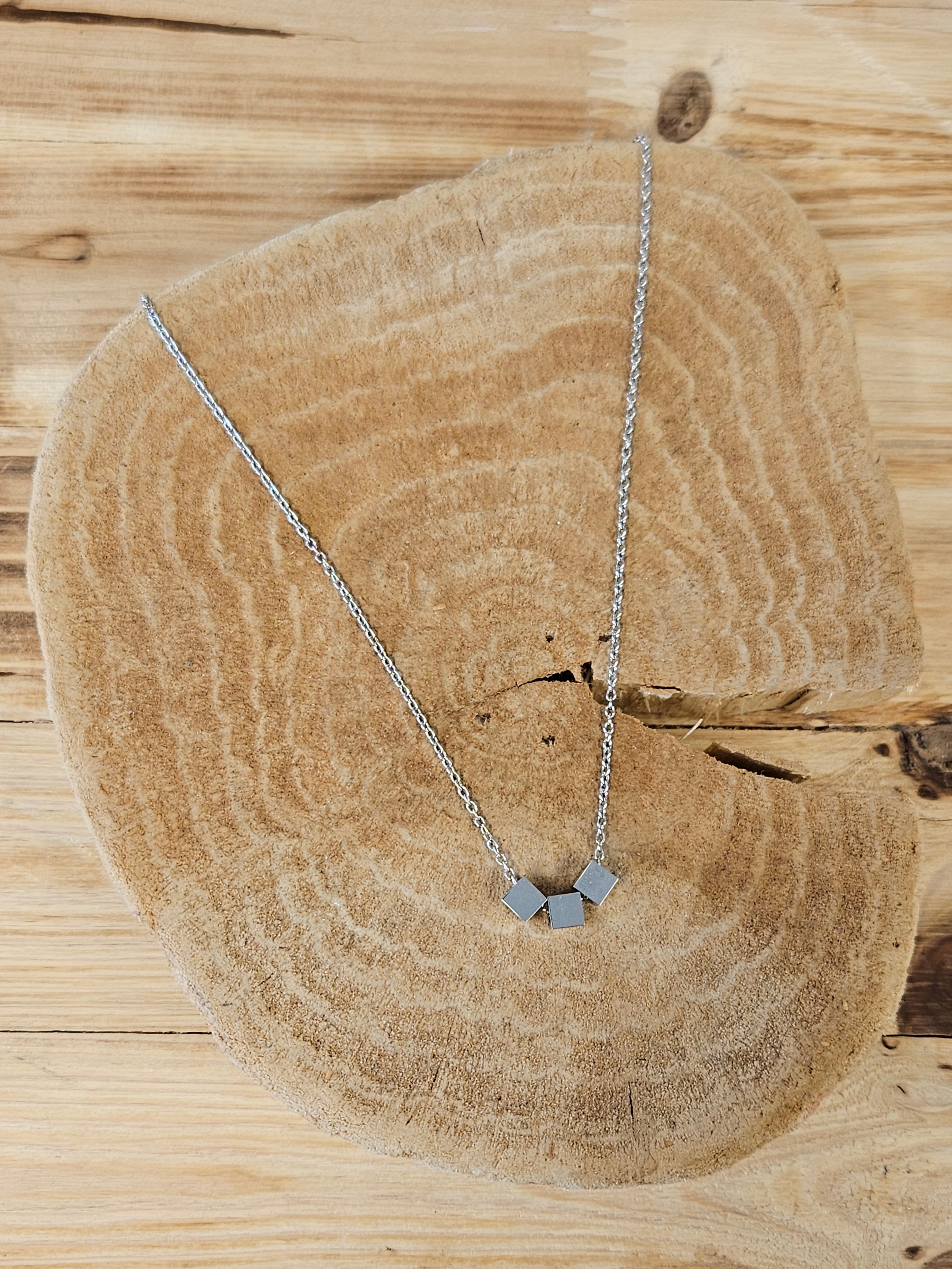 Silver Cube Necklace Jewelry- Necklace PANACHE