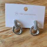 Silver Double Hoop Diamond Earrings Jewelry - Earrings PRETTY SIMPLE WHOLESALE