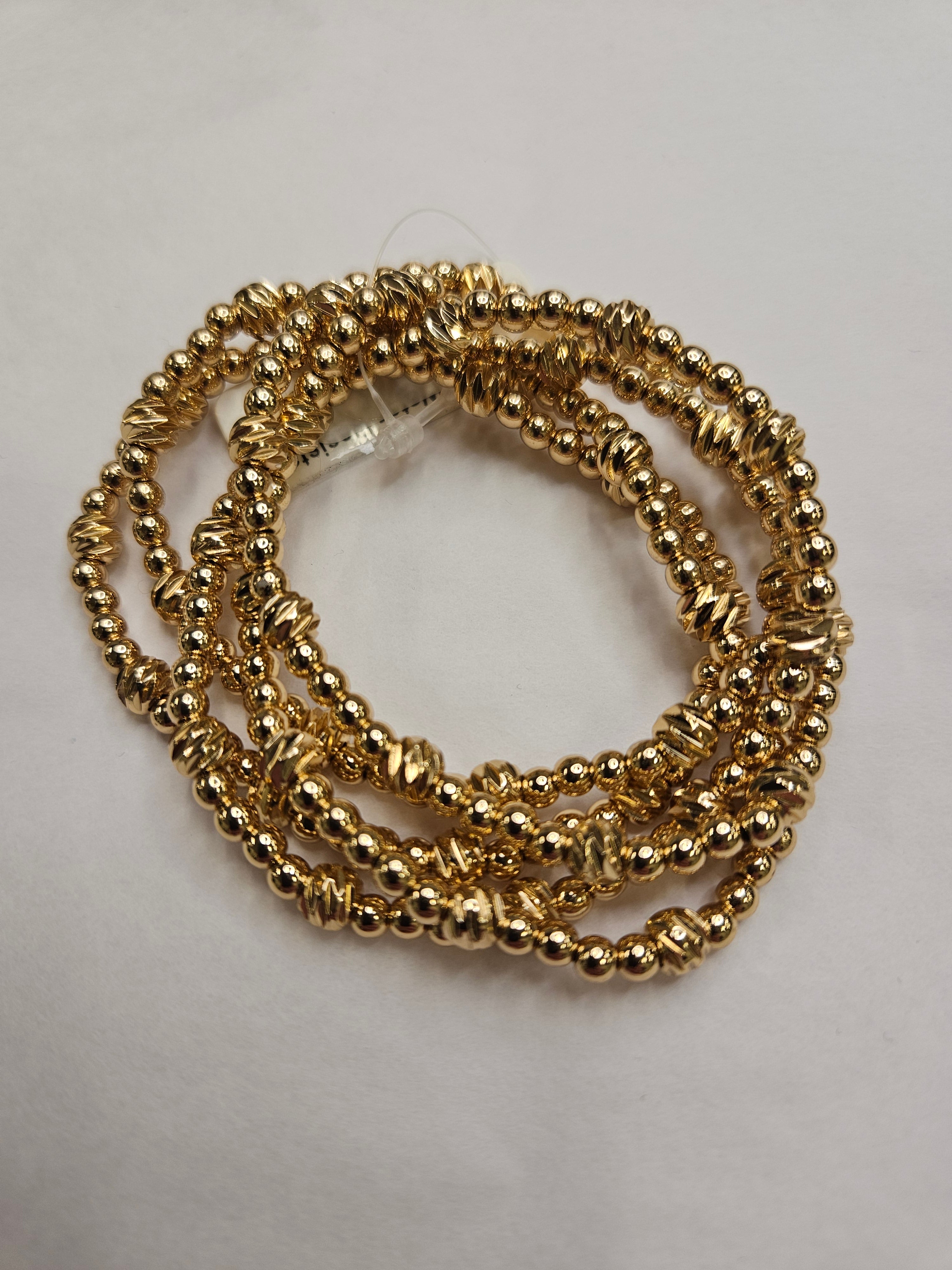 Water Resistant Set of 5 Gold Beaded Bracelet Jewelry- Bracelet WHAT'S HOT