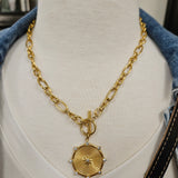 Gold Sunburst Diamond Necklace Jewelry- Necklace PRETTY SIMPLE WHOLESALE