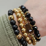 Black Wood and Crystal Beaded Bracelets Jewelry- Bracelets WHAT'S HOT