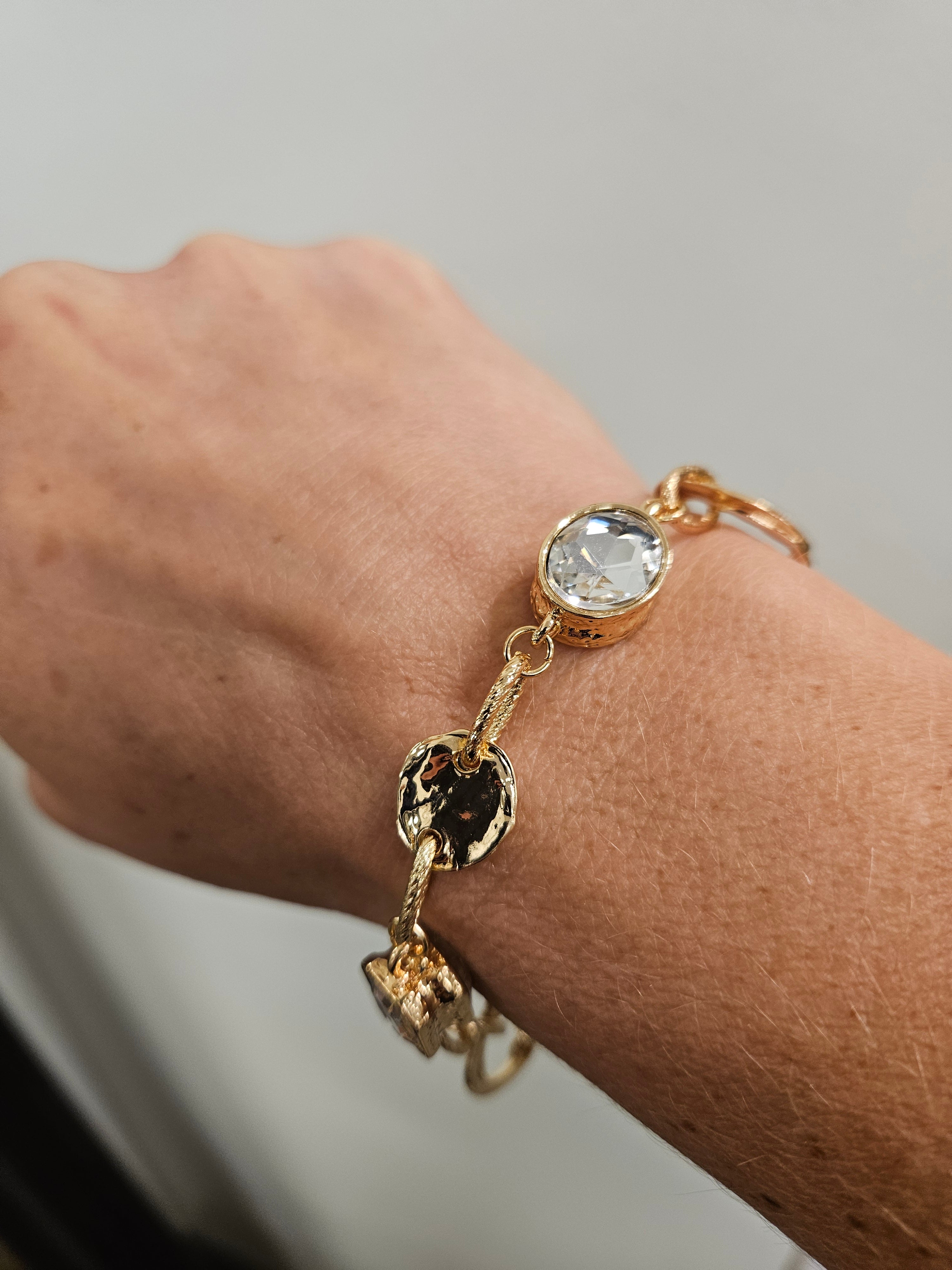 Gold Textured Open Circle Bracelet Jewelry- Bracelet WHAT'S HOT