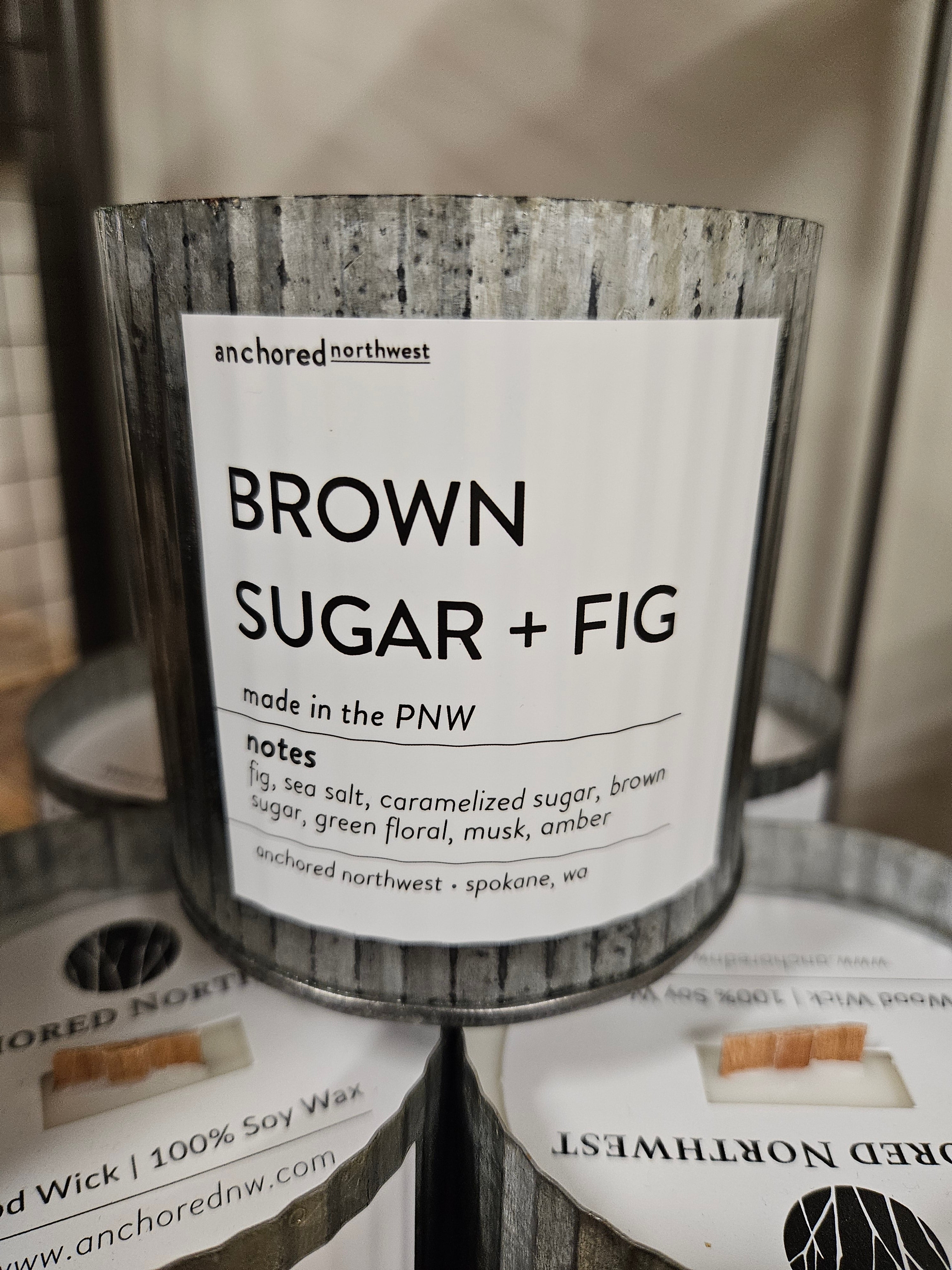 Anchored Northwest Wood Wick Candle 10oz. Home - Fragrance - Candles ANCHORED NORTHWEST Brown Sugar + Fig