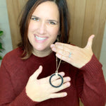 Black Crystal Circle Necklace Jewelry- Necklace WHAT'S HOT