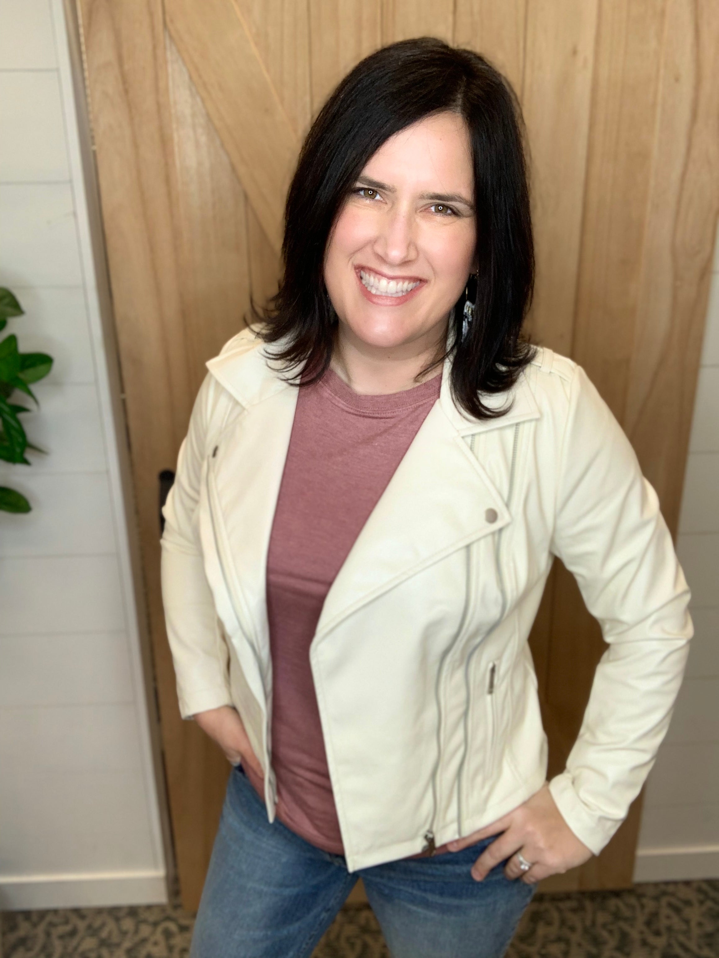 Ivory Maeve Vegan Moto Jacket (KUT) Outerwear- Jackets KUT FROM THE KLOTH