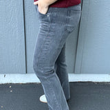 Matte Black Side Panel Bootcut Jeans