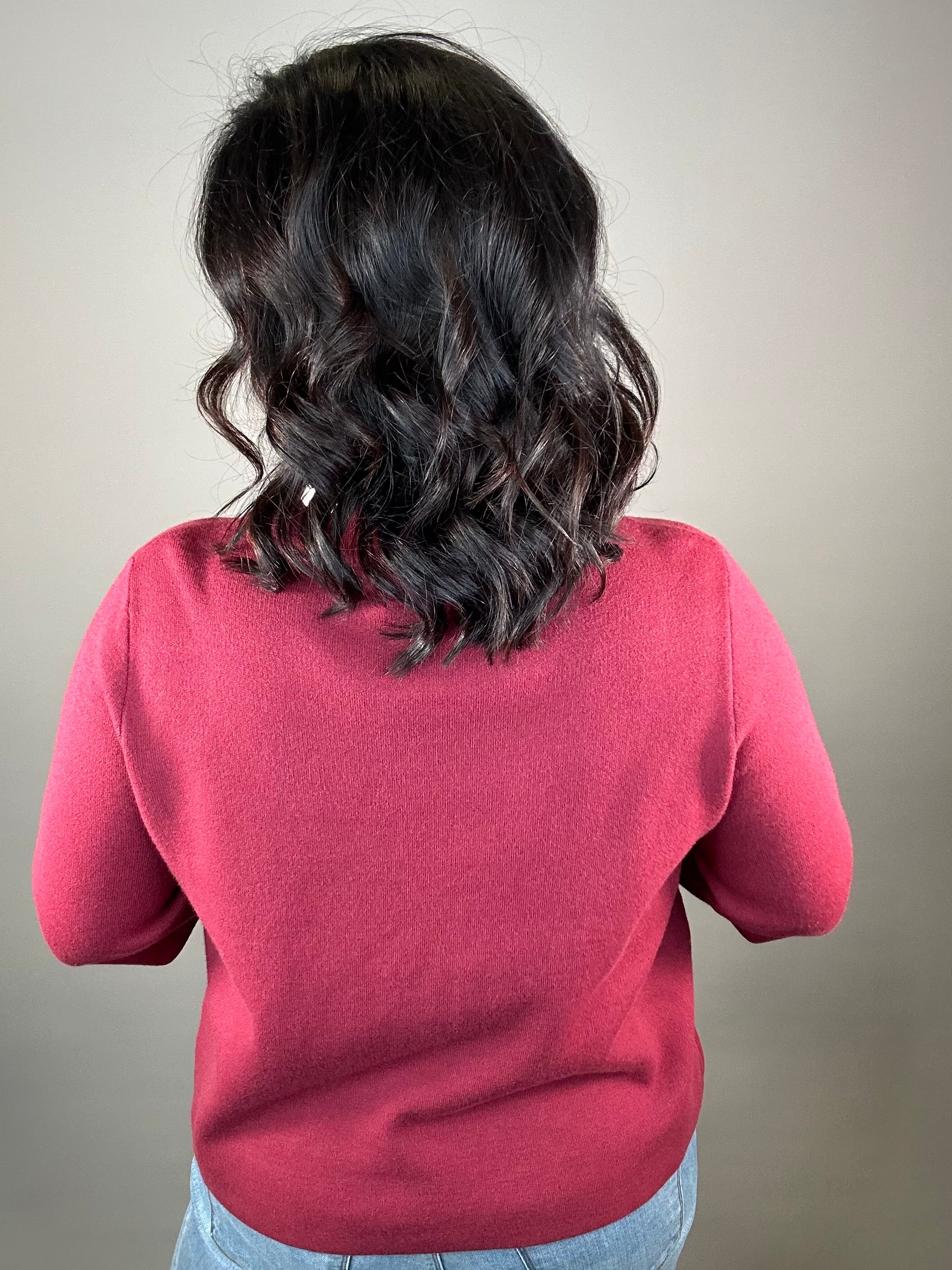 Crushed Berry Mock Neck Sweater Top - Sweater FATE by LFD