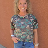 Camo Short Sleeve Sweater Top - Sweater FATE by LFD