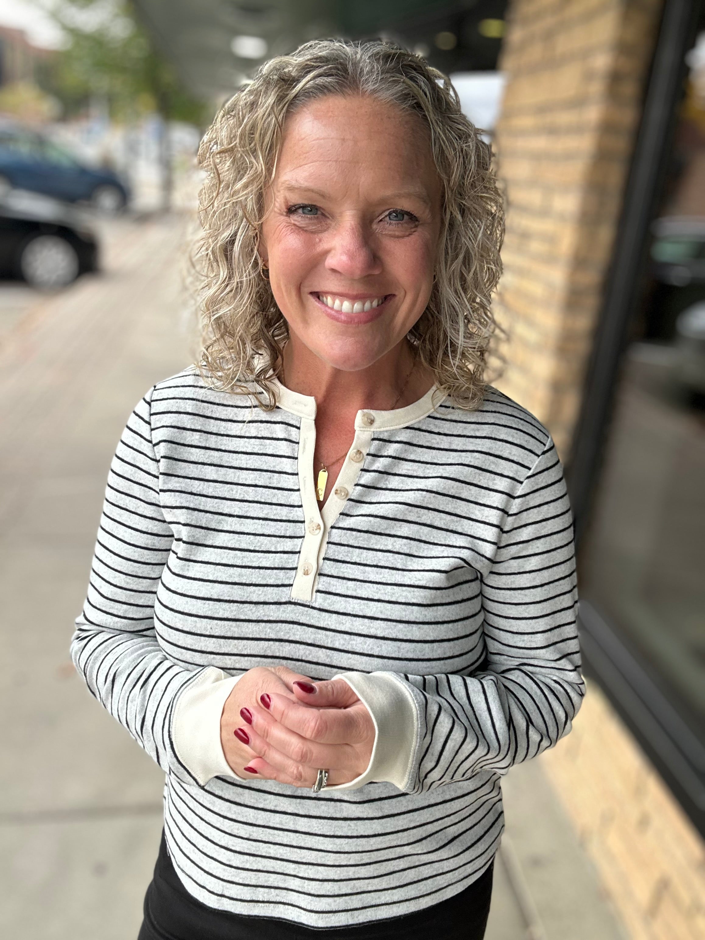 Ivory Black Stripe Aeris Top Top - Tee THREAD & SUPPLY