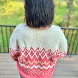 Coral Fair Isle Oversized Cardigan