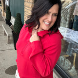 True Red Quarter Zip Hoodie Jacket