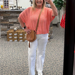 Coral Short Sleeve Dolman Sweater Top - Sweater Mystree