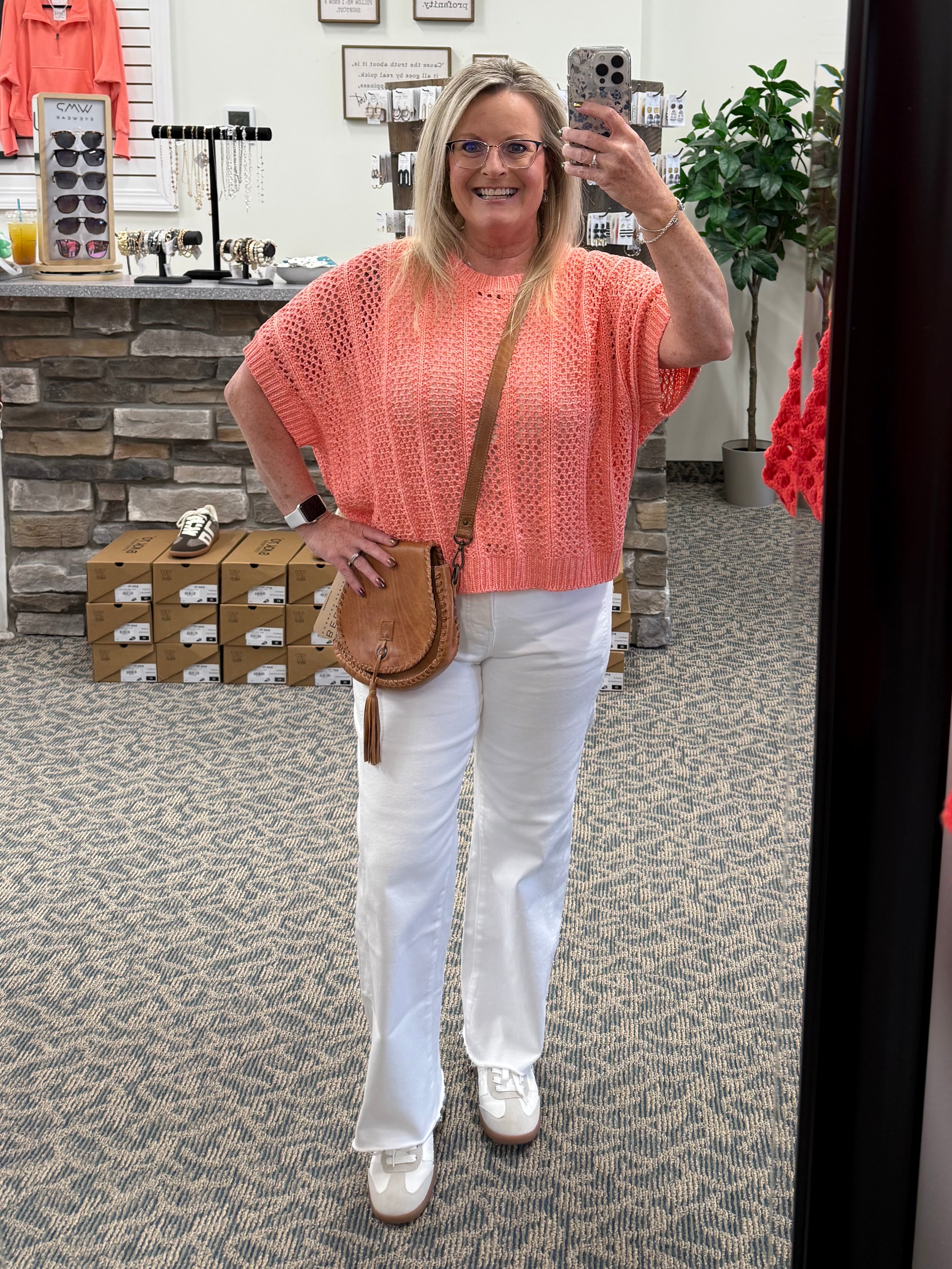 Coral Short Sleeve Dolman Sweater Top - Sweater Mystree