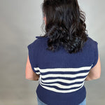 Navy Striped Half Zip Sweater Top Top - Sweater DOE & RAE