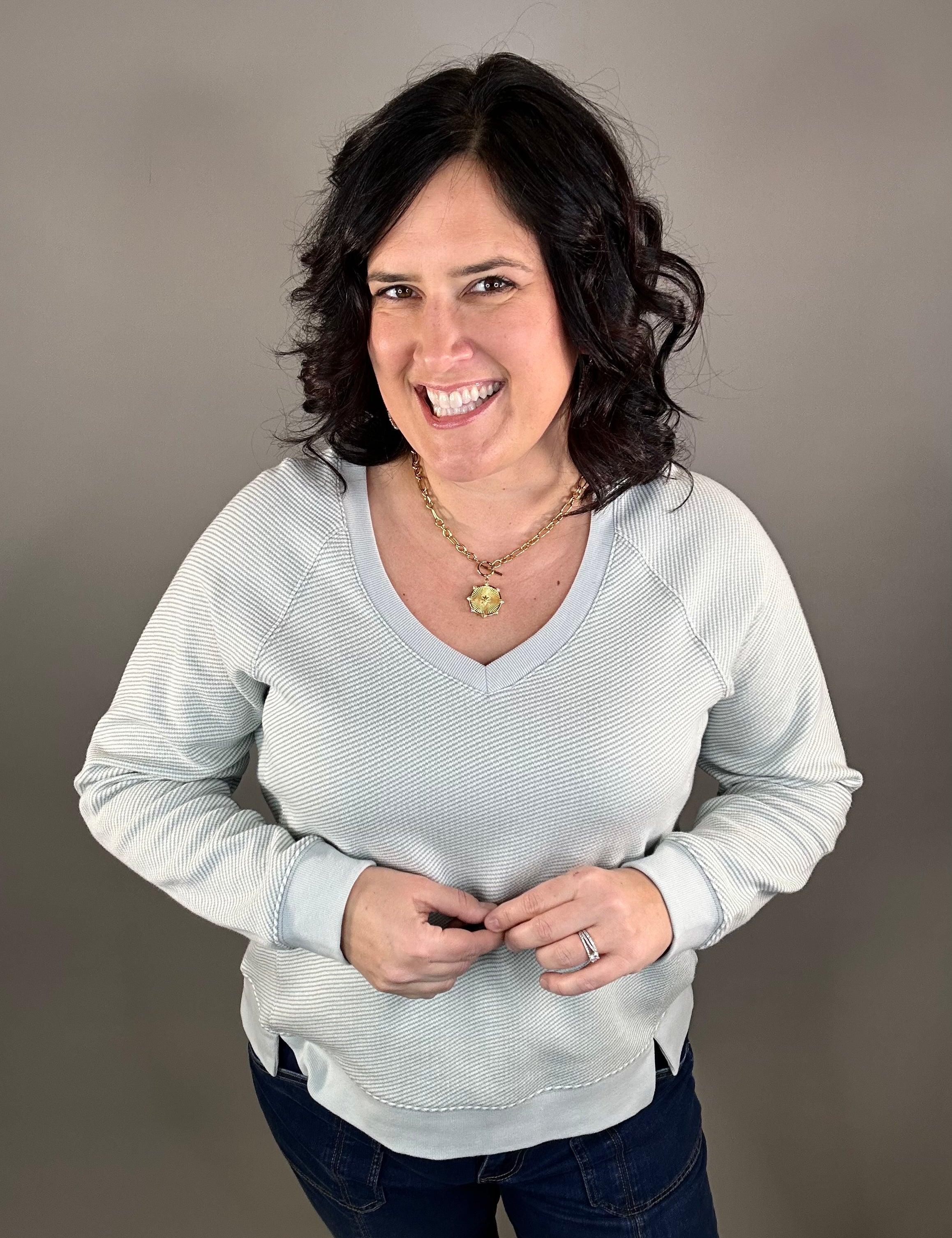 Dusty Blue Claire Sweatshirt Top - Sweatshirt THREAD & SUPPLY