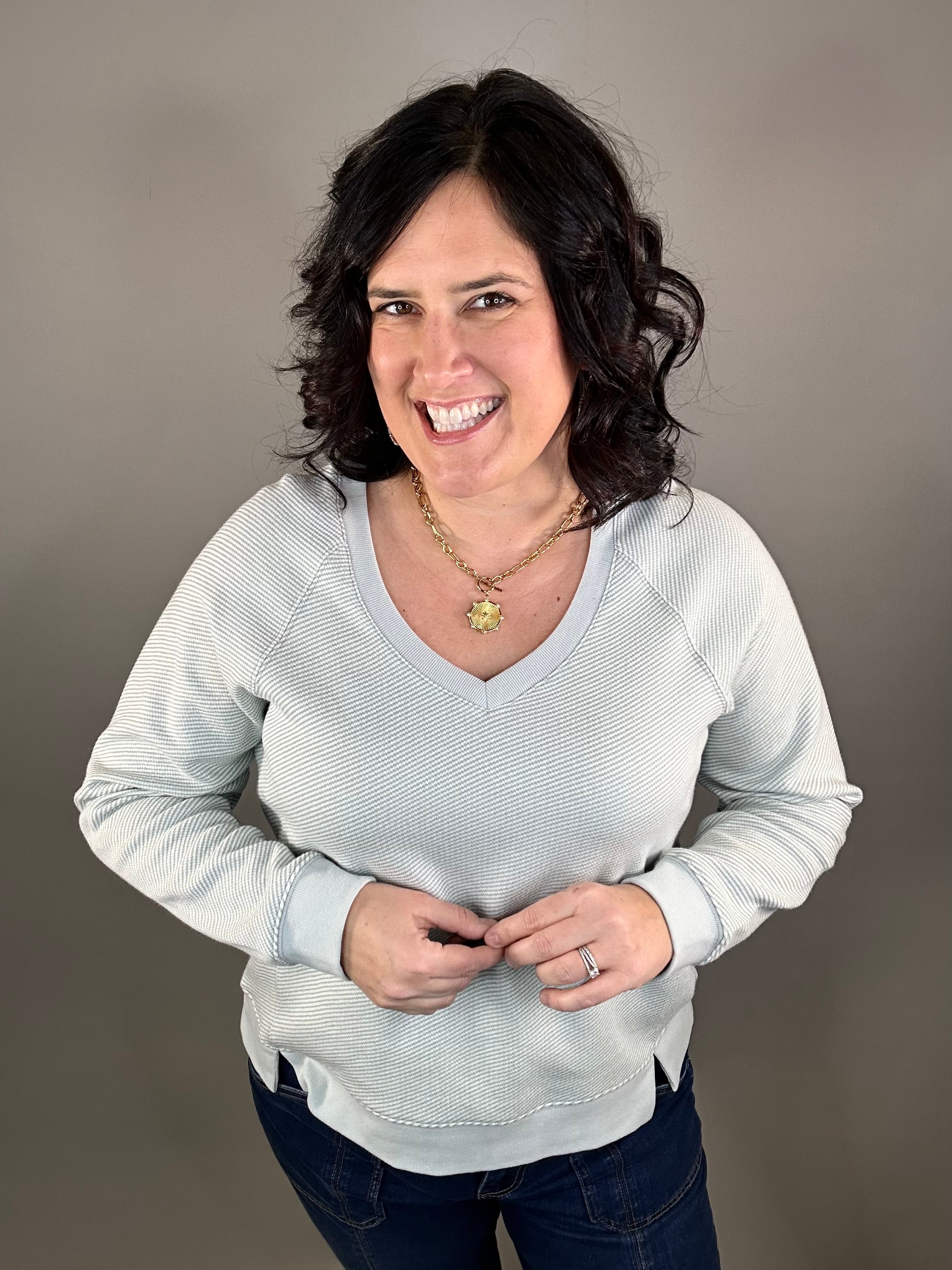 Dusty Blue Claire Sweatshirt Top - Sweatshirt THREAD & SUPPLY