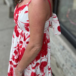 Cream/Red Floral Tiered Maxi Dress Dresses DOE & RAE