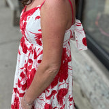 Cream/Red Floral Tiered Maxi Dress Dresses DOE & RAE