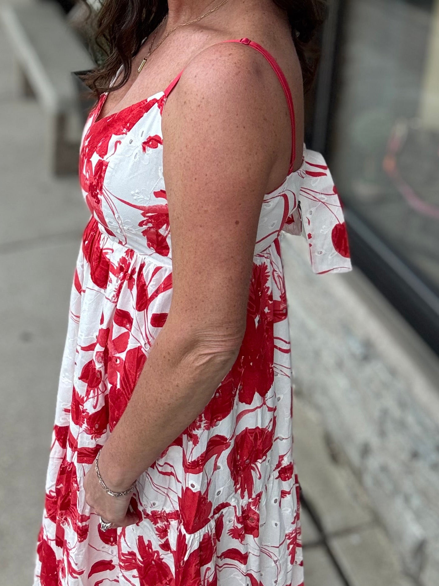 red white floral dress Cream/Red Floral Tiered Maxi Dress – Bluff Creek Boutique