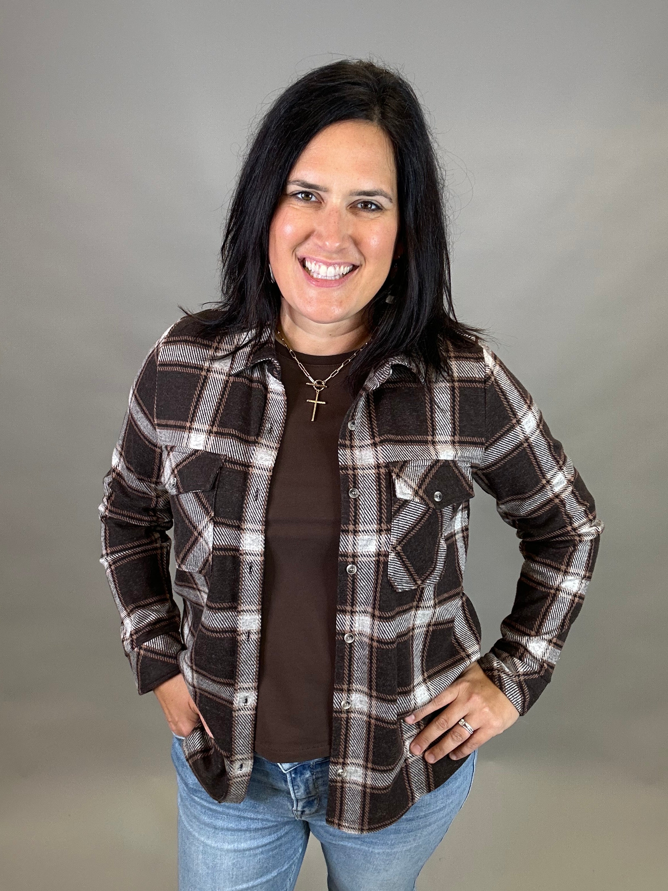 Coffee Ivory Plaid Cassian Shirt Tops - Button Ups THREAD & SUPPLY