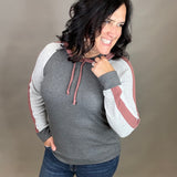 Charcoal Color Trimmed Hoodie