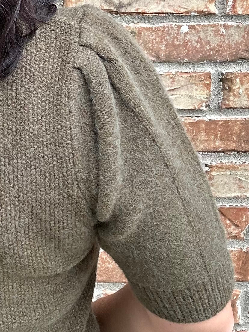 Olive Aura Short Sleeve Sweater Top - Sweater JODIFL