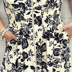 Paisley Print V-Neck Smocked Waist Zip Front Dress Dresses DOE & RAE