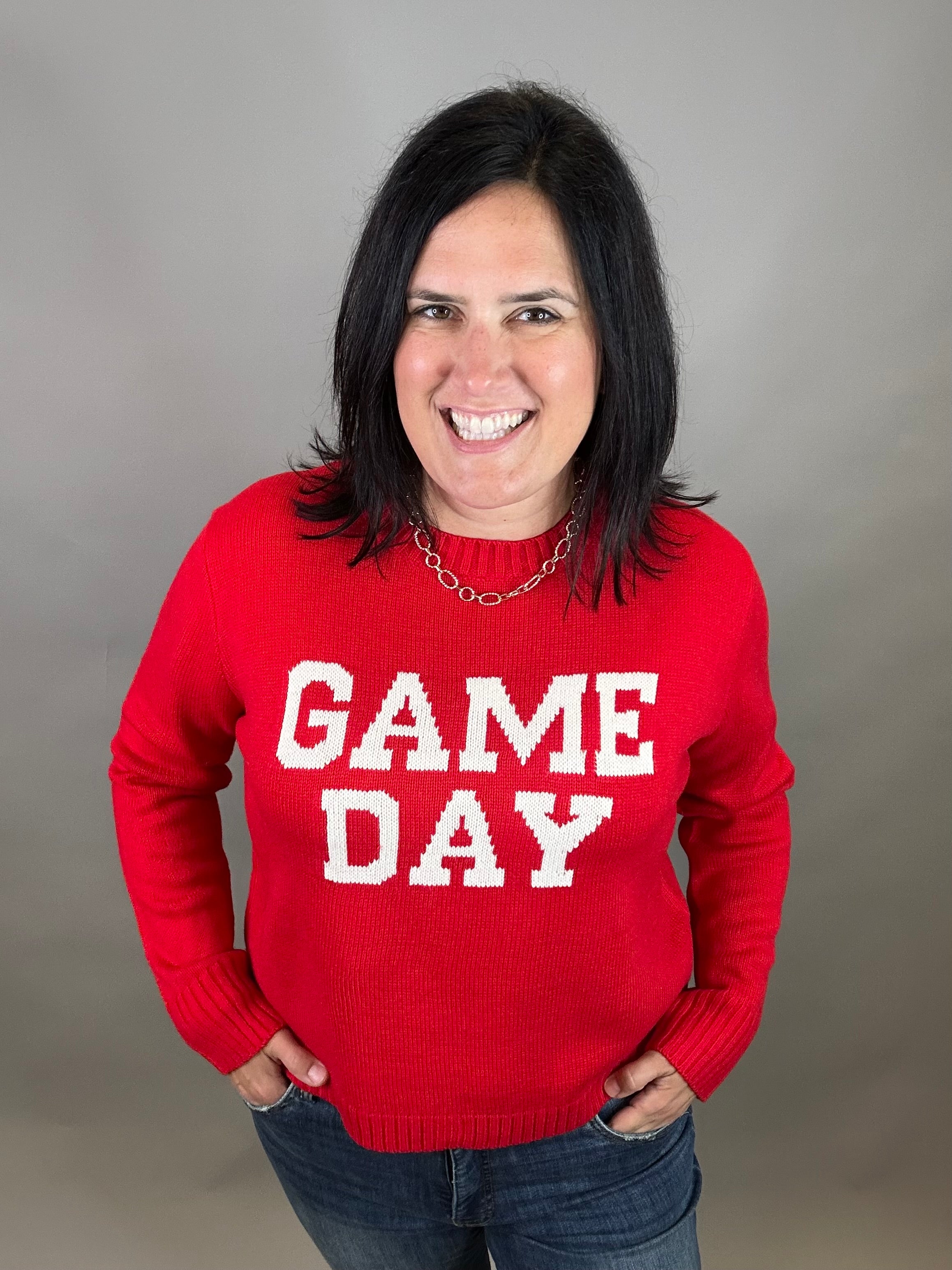 Red Game Day Sweater Top - Sweater PANACHE
