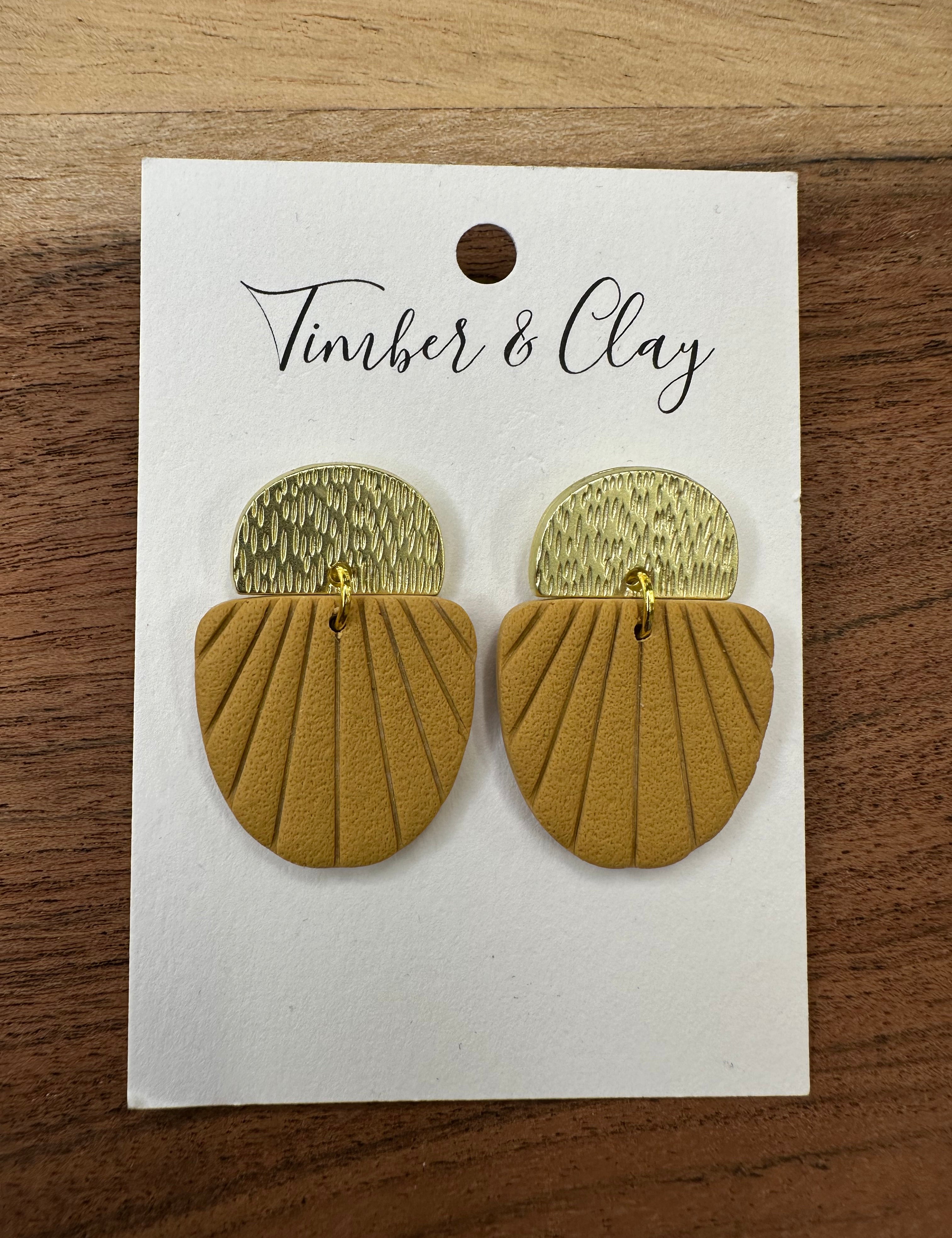 Gold Mustard Clay Earrings Jewelry - Earrings Timber & Clay