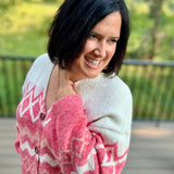 Coral Fair Isle Oversized Cardigan