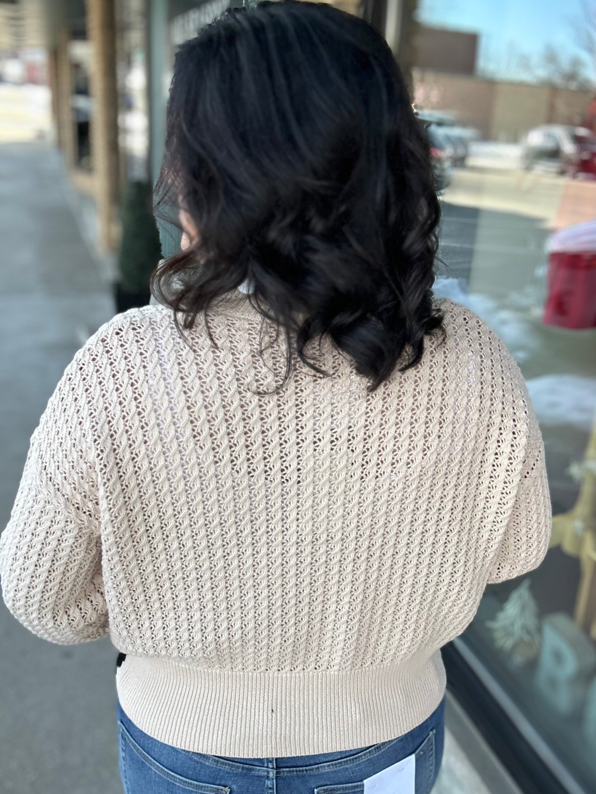 Sand ZigZag Crochet Knit Cardigan Tops- Cardigans EE:SOME