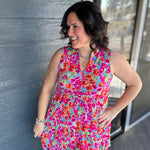 Aqua and Pink Liz Tiered Dress Dresses DEAR SCARLETT