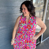 Aqua and Pink Liz Tiered Dress Dresses DEAR SCARLETT