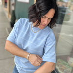 Frost Striped Crew Neck Top Top - Tee RAE MODE