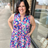 Royal Blue Floral Liz Tiered Dress