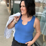 Blue Anna Notch Front Tank Tops- Tanks FLAG AND ANTHEM