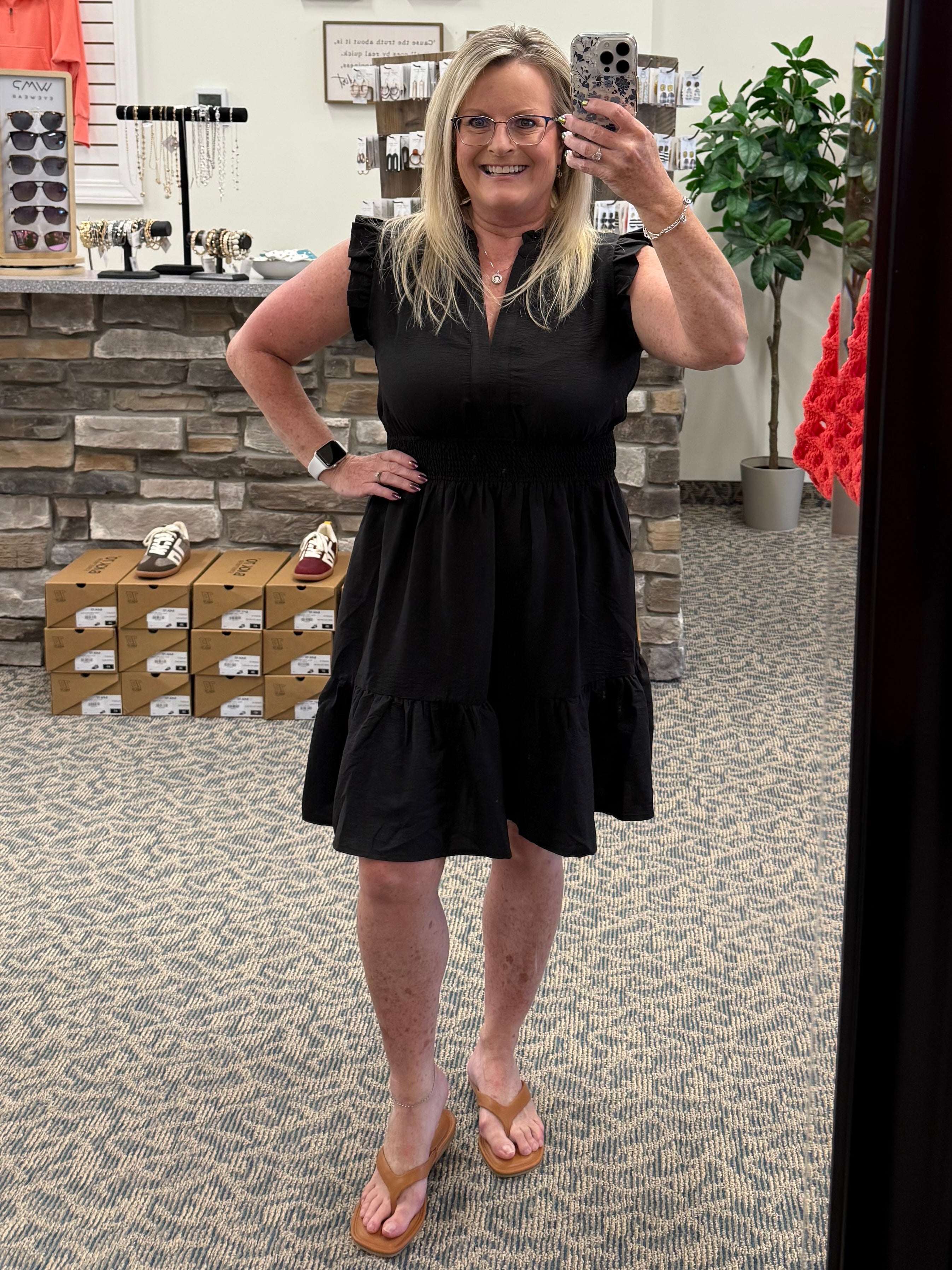 Black Smocked Waist Dress Dresses STACCATO