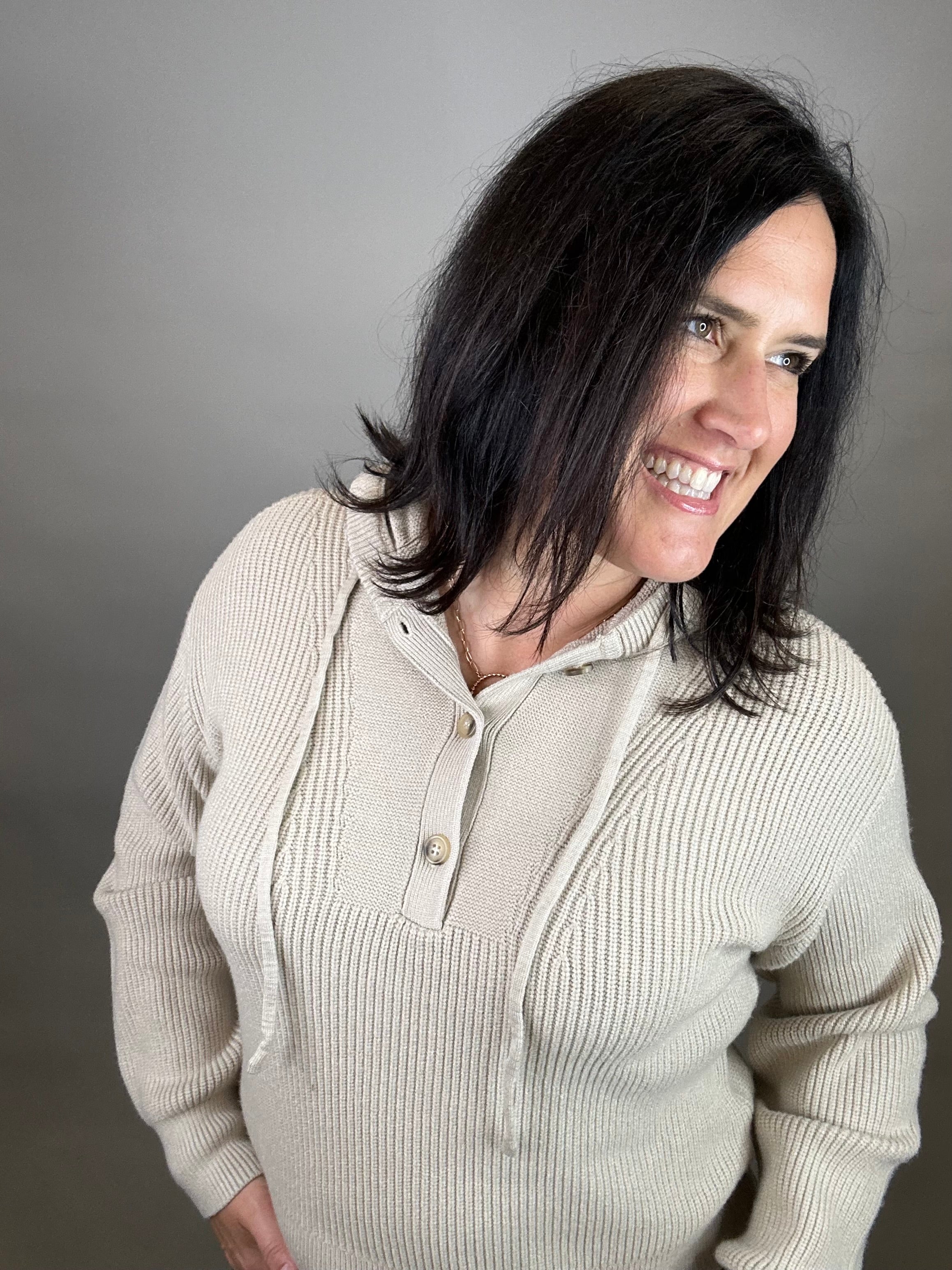 Oxford Tan Dolly Sweater Hoodie Top - Sweater THREAD & SUPPLY