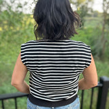 Black and White Cloudy Knit Stripe Sleeveless Top