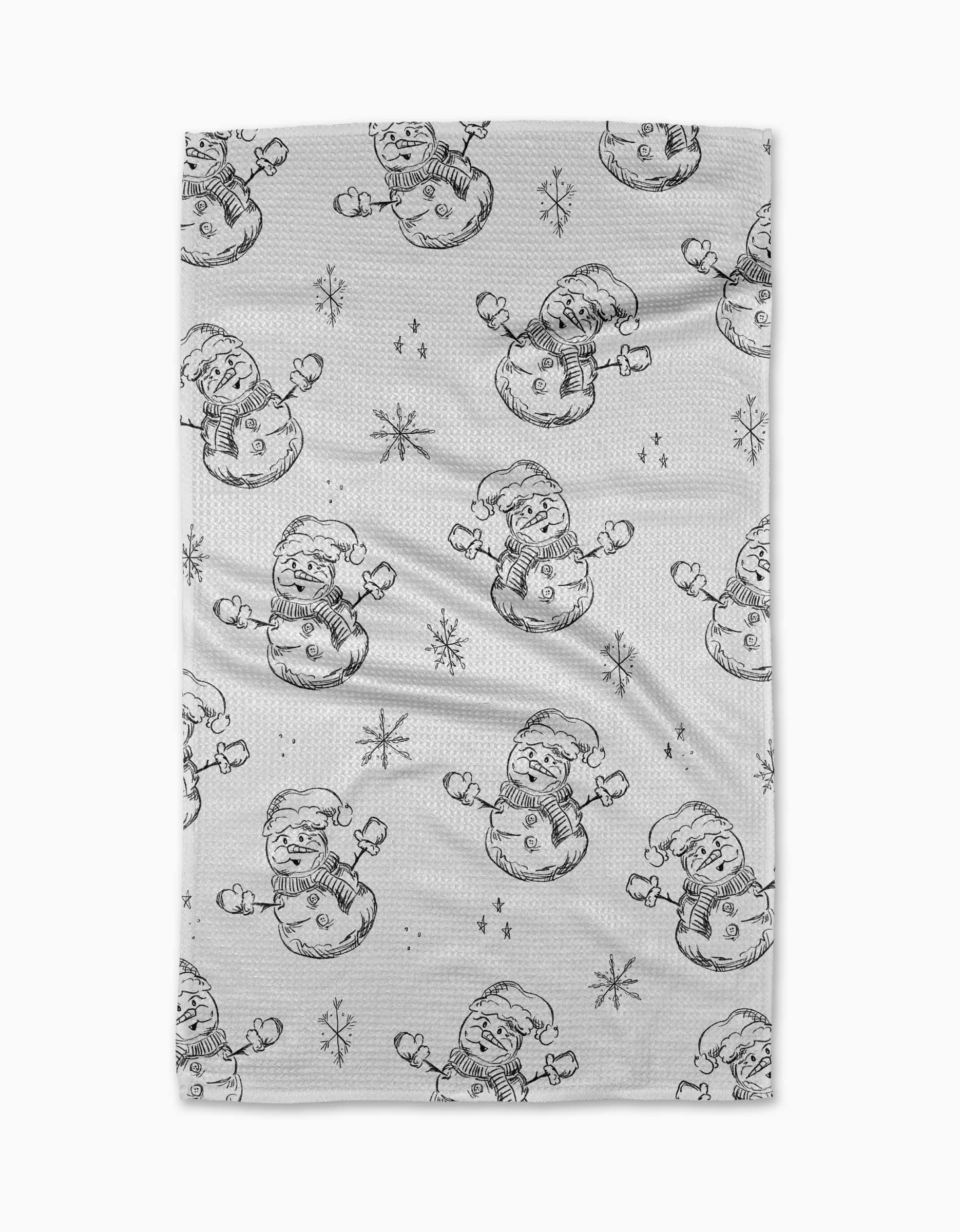 Snowmen Charcoal Tea Towel Geometry