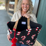 Candy Cane Woven Tote Bags- Totes PANACHE